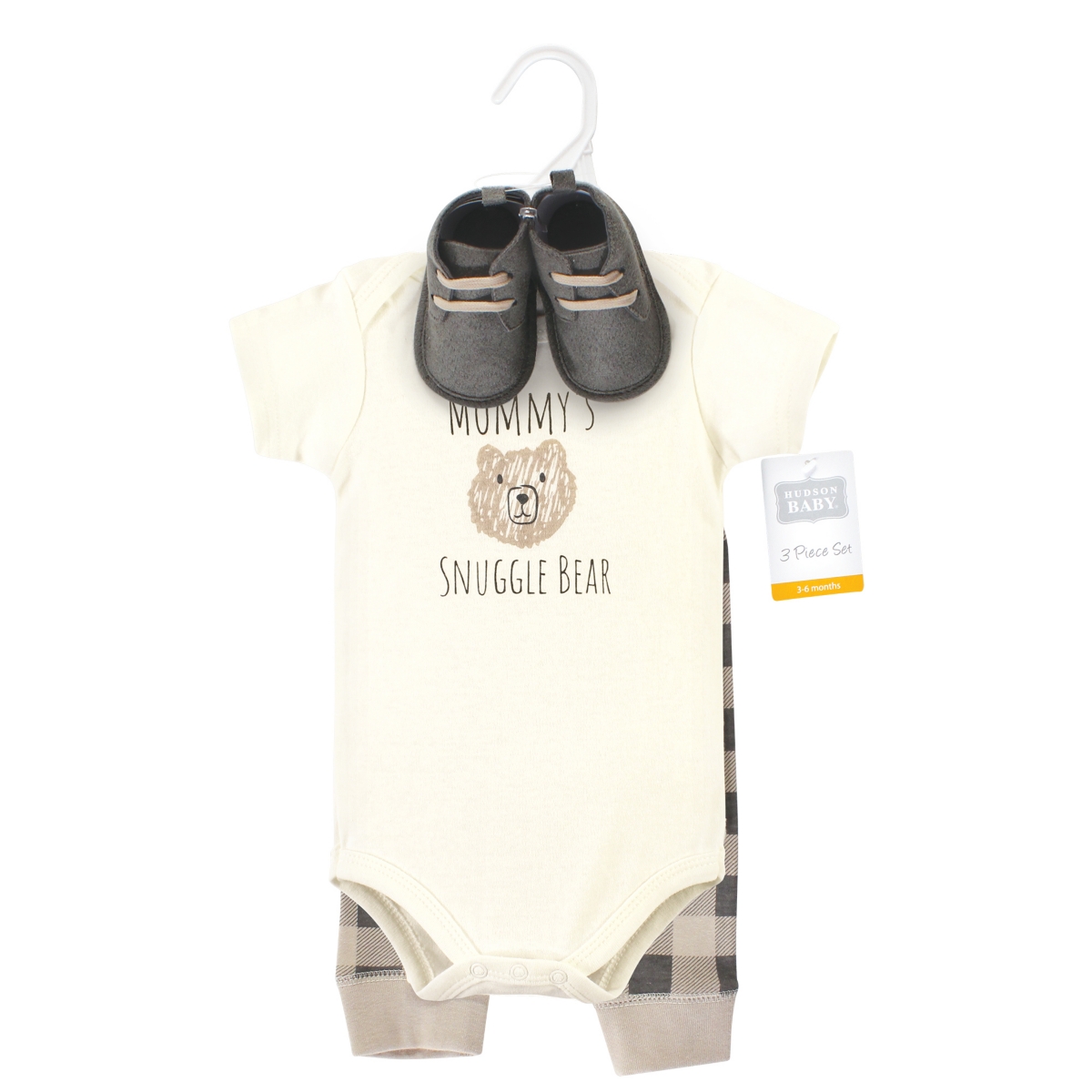 Hudson Baby Baby Boys Cotton Bodysuit, Pant and Shoe Set, Short Sleeve