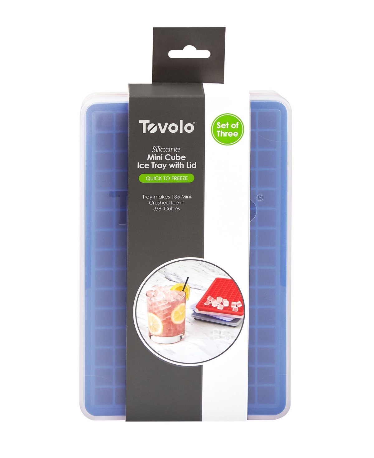 Tovolo Silicone Mini Ice Cube Tray with Lid, 2-Pack- Assorted