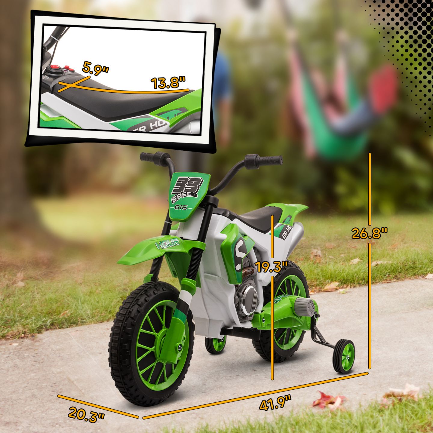 Детская игрушка Aosom 12V Kids Racing Battery-Powered Motorcycle with Training Wheels, Ages 3-7 — фото 2