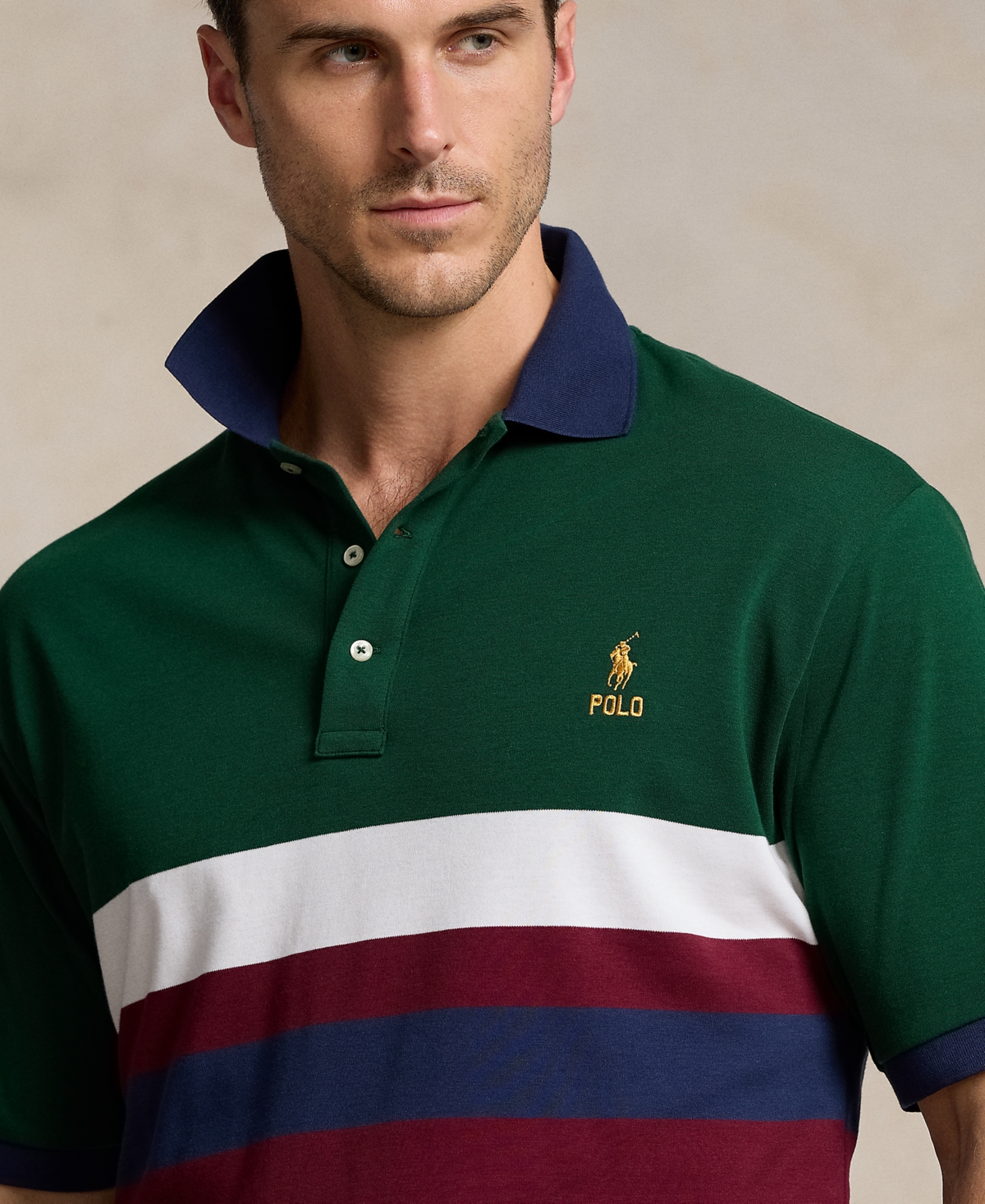 Polo Ralph Lauren Men's Big & Tall Color-Blocked Soft Cotton Polo Shirt