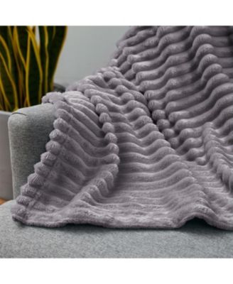 Ultra Soft & Light Ribbed Fleece Blanket - Throw/Travel 50"x60"