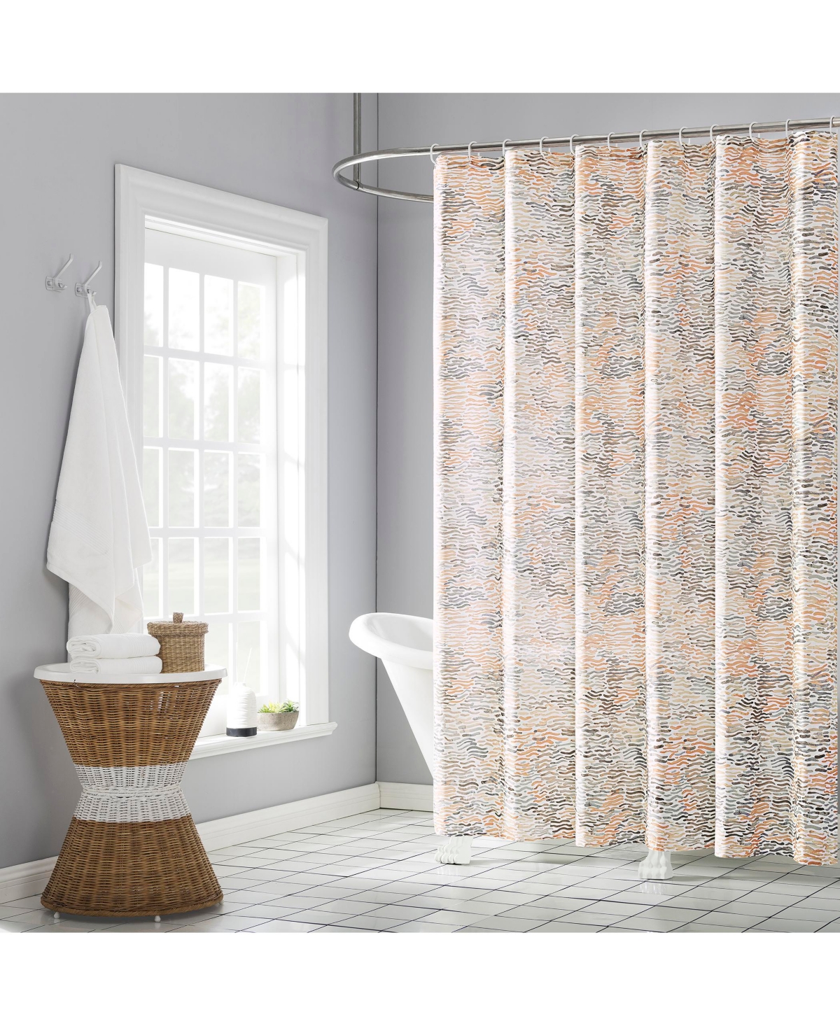 Sisal 13-Piece Abstract Print Shower Curtain Set