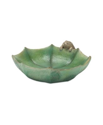 Garden Leaf Bird Bath With Hedgehog Accent (Set of 2)