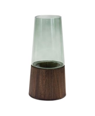Tapered Glass Vase With Wood Accent (Set of 2)