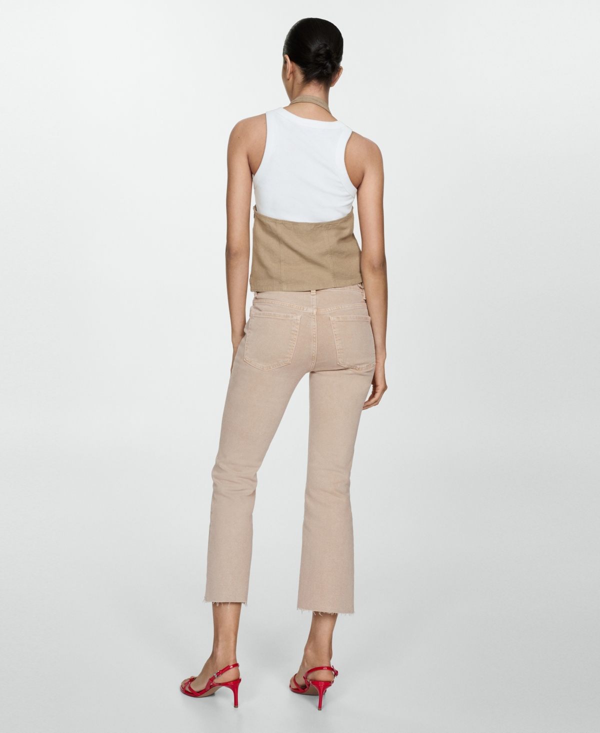 Mango Jeans Sienna Flare Crop Sand In Sandy