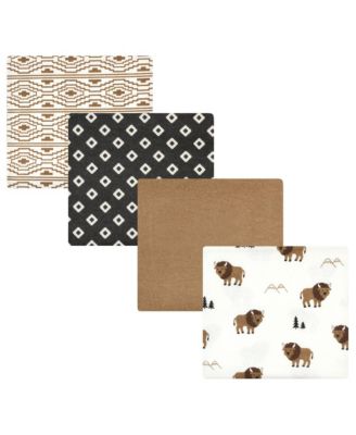 Boys Soft 4 Piece Cotton-Poly Flannel Receiving Blankets