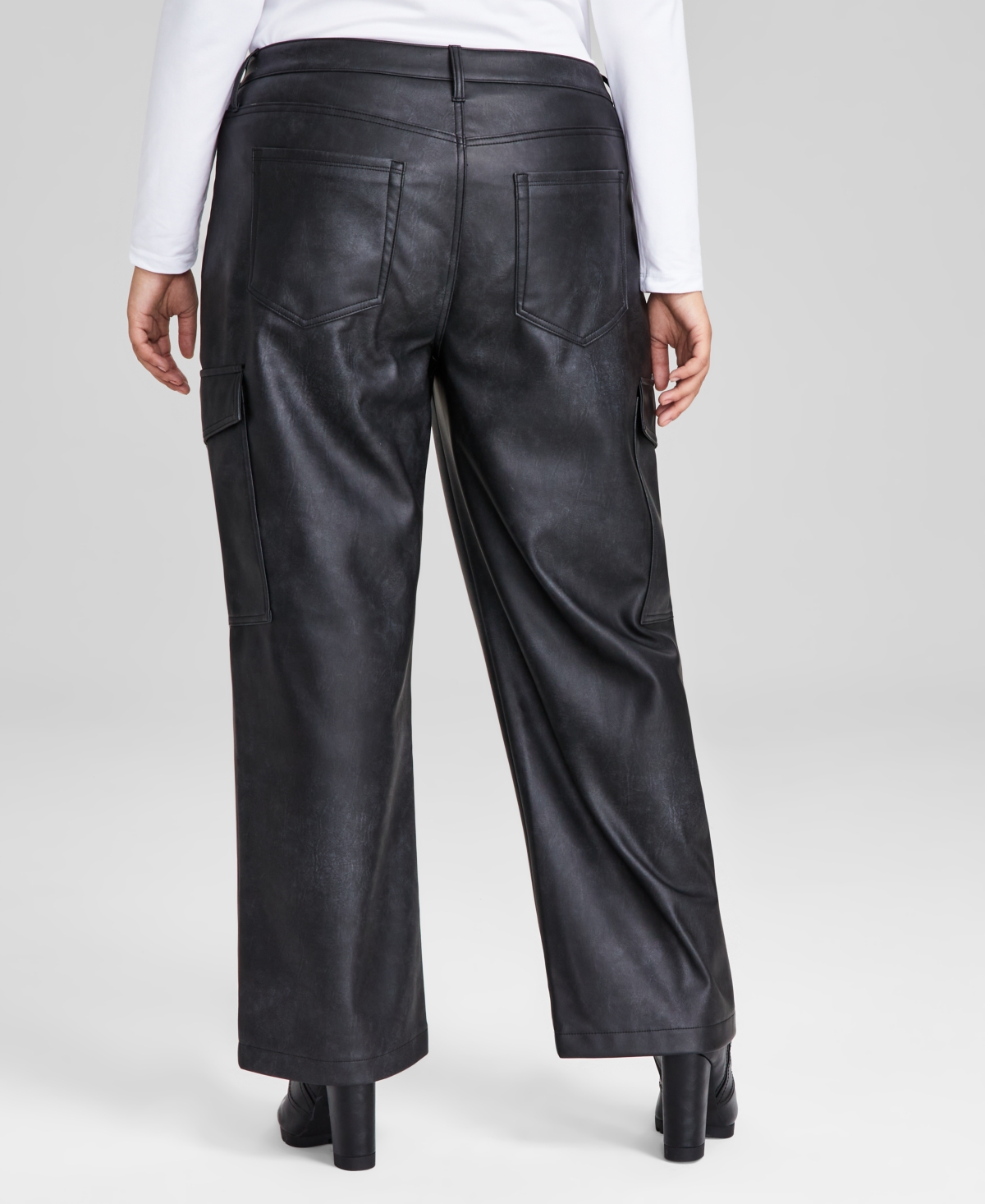 And Now This Trendy Plus Size Faux-Leather Cargo Pants, Created for Macy's