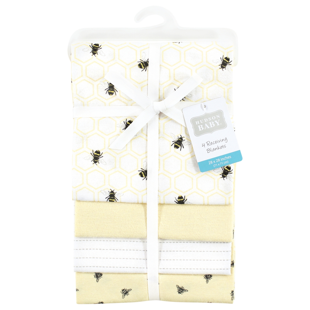 Hudson Baby Unisex Four-Pack Flannel Infant Receiving Blanket Cotton/Poly Blend