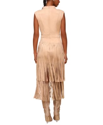 Women's Tiered-Fringe Sleeveless Dress