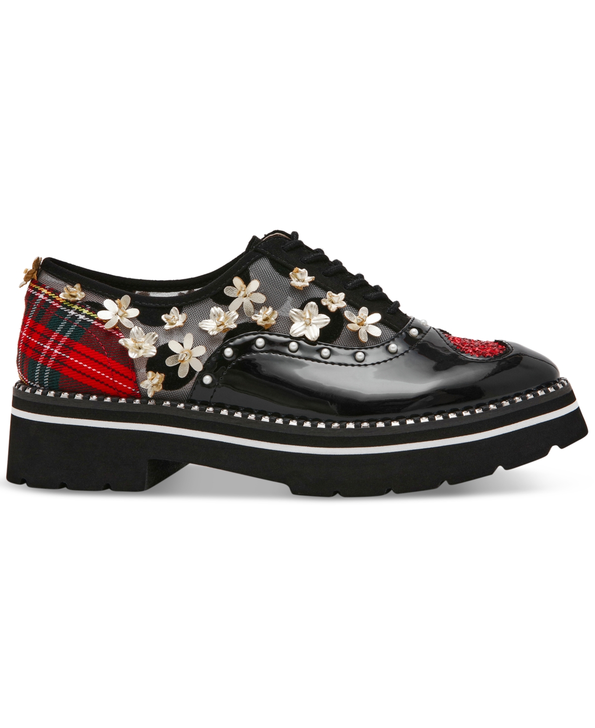 Betsey Johnson Women's Skyyla Lace-Up Embellished Oxford Loafers