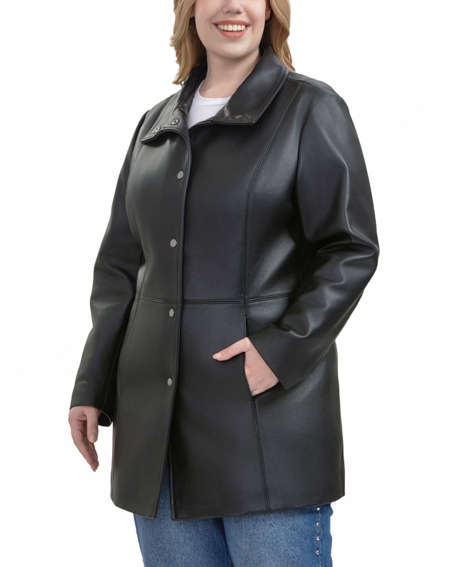 Plus Size Rosie Leather Coat