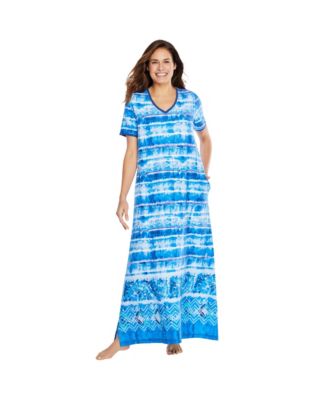 Plus Size Dreams and Co. V-Neck Short Sleeve Maxi Lounger