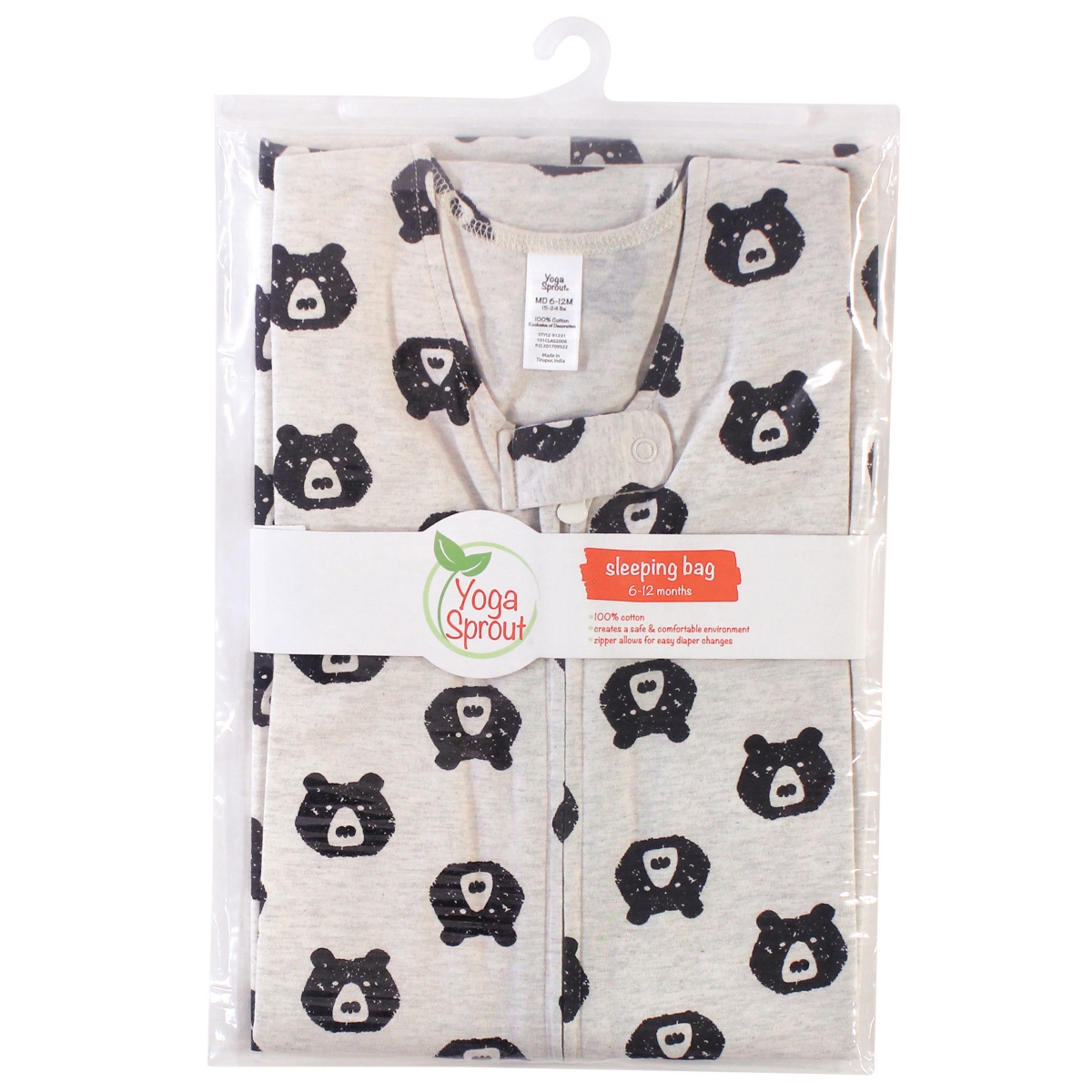 Yoga Sprout Baby Boys Baby Sleeveless Jersey Cotton Sleeping Bag, Sack, Blanket,- Bear