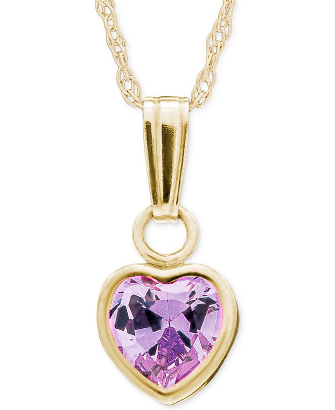 Macy's Children's Purple Crystal Heart Pendant Necklace in 14k Gold