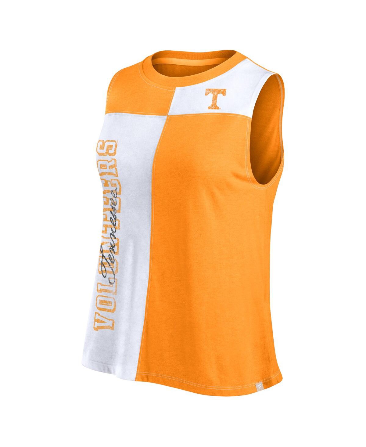 Fanatics Women's Orange/white Tennessee Volunteers Colorblock High Neck Tank Top In Tennessee Orange,white