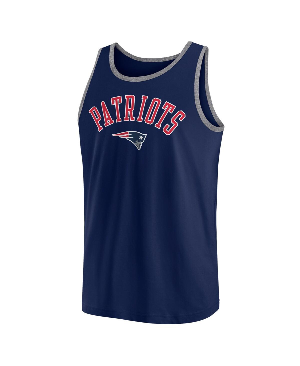 Fanatics Men's Navy New England Patriots Bet Tank Top In Navy,heather Gray