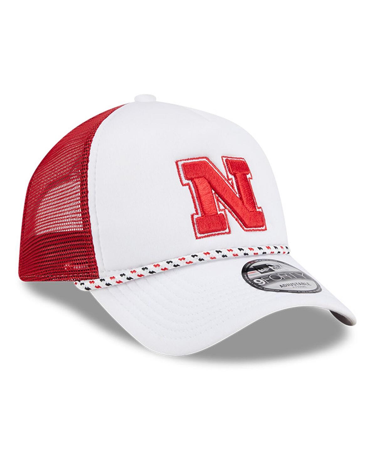 New Era Men'sScarlet Nebraska Huskers Court Sport Foam A-Frame 9FORTY Adjustable Trucker Hat - White, Scarlet