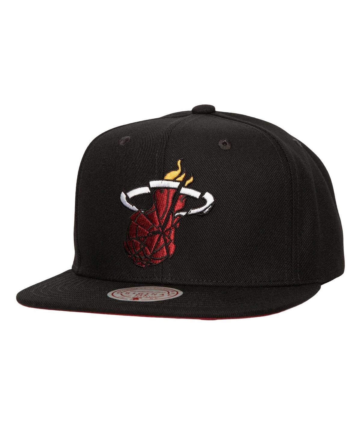 Men's Black Miami Heat Shattered Snapback Hat - Black