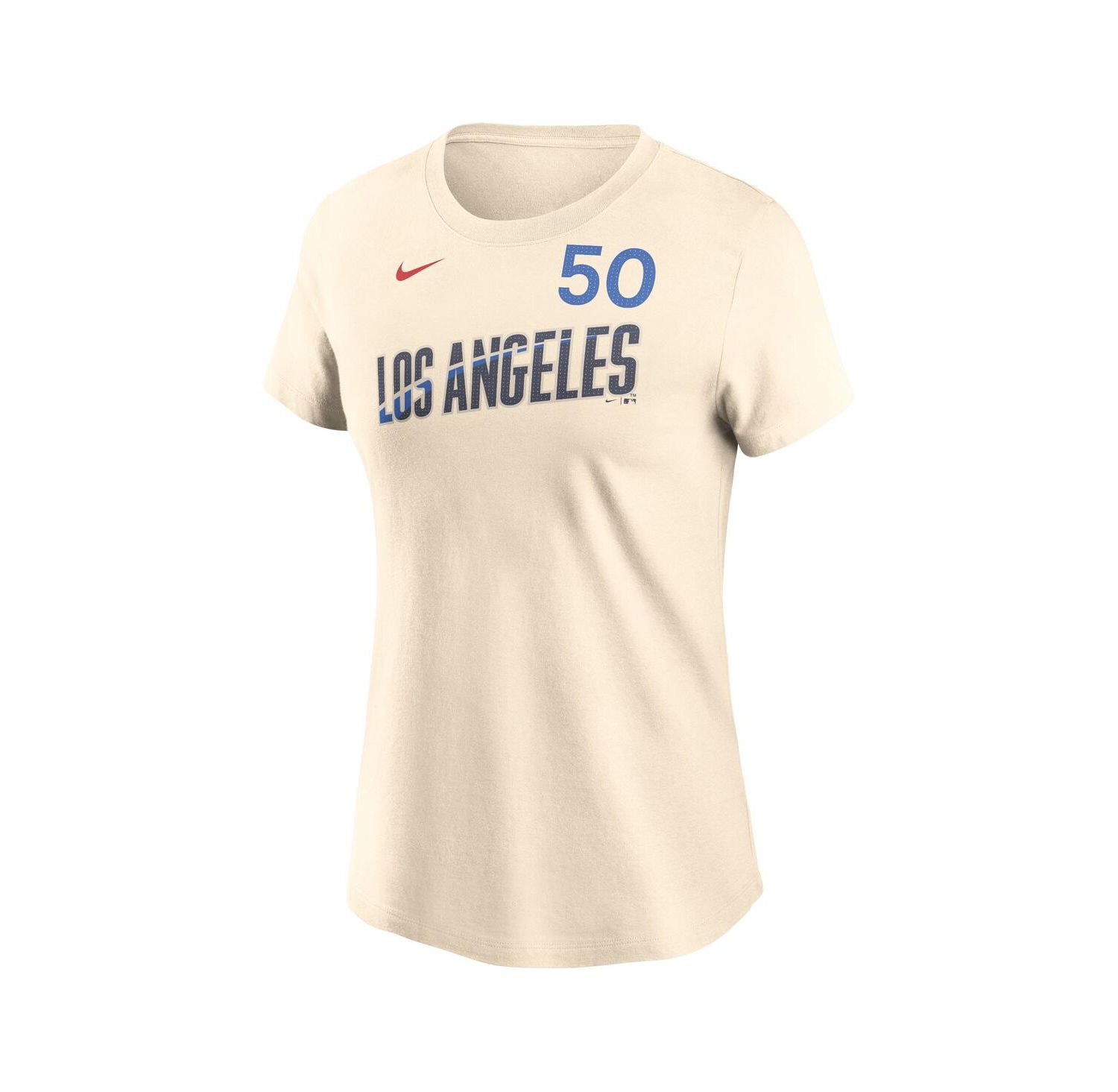 Women's Mookie Betts Cream Los Angeles Dodgers 2024 City Connect Fuse Name & Number T-Shirt