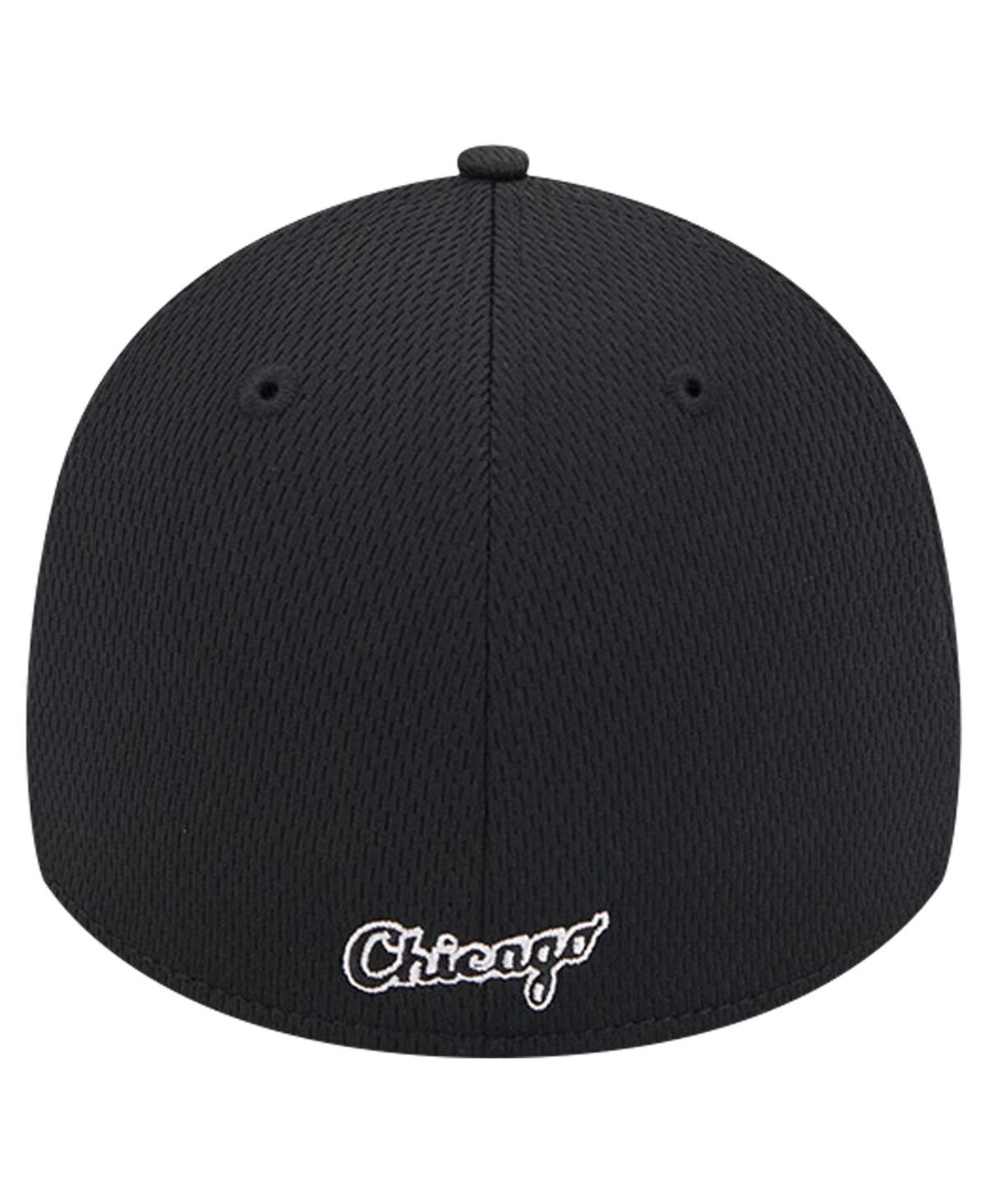 New Era Men's Black Chicago White Sox Active Dash Mark 39thirty Flex Hat In Black