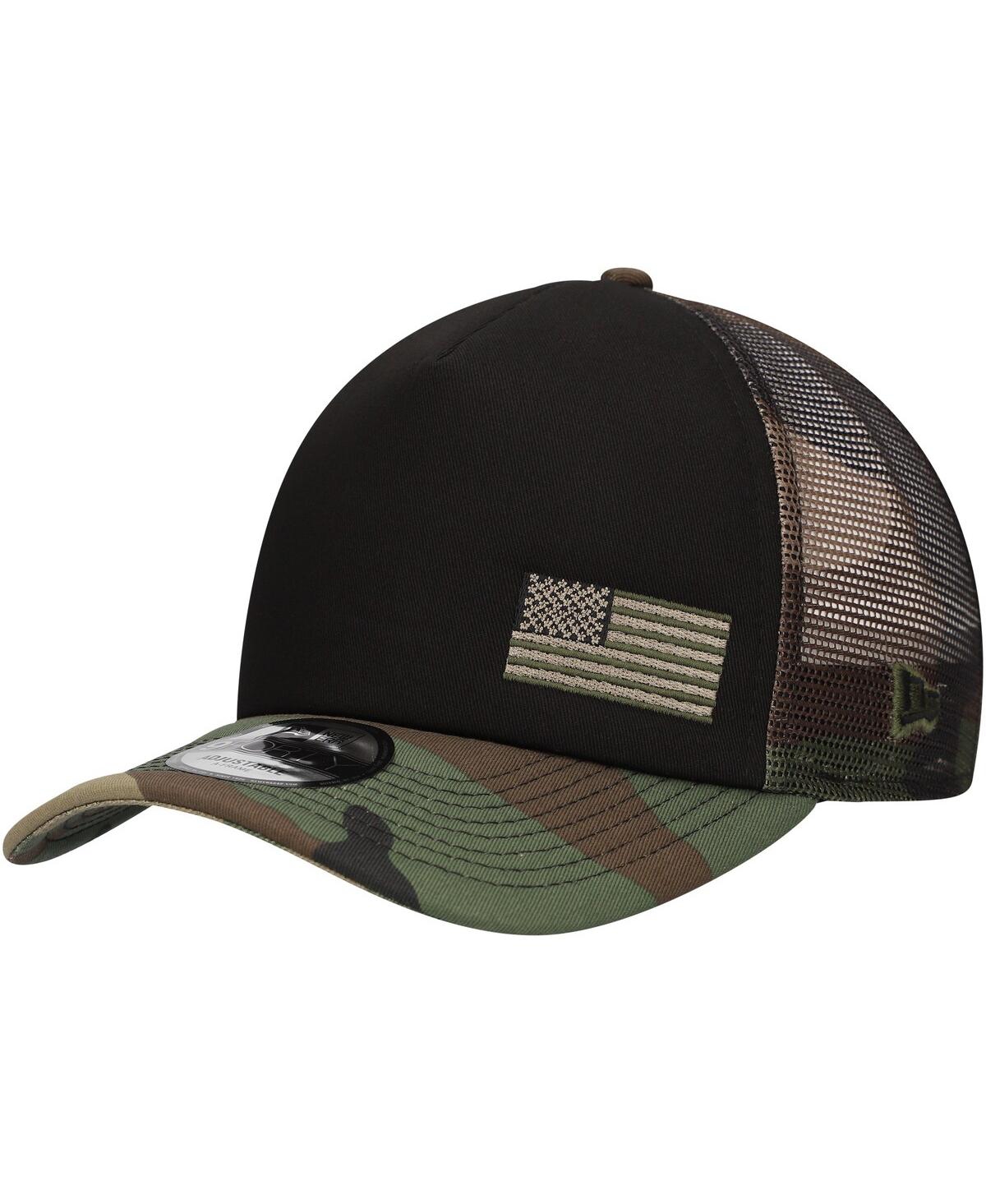 New Era Men'sCamo William Byron Trucker 9FORTY Adjustable Hat - Black, Camo