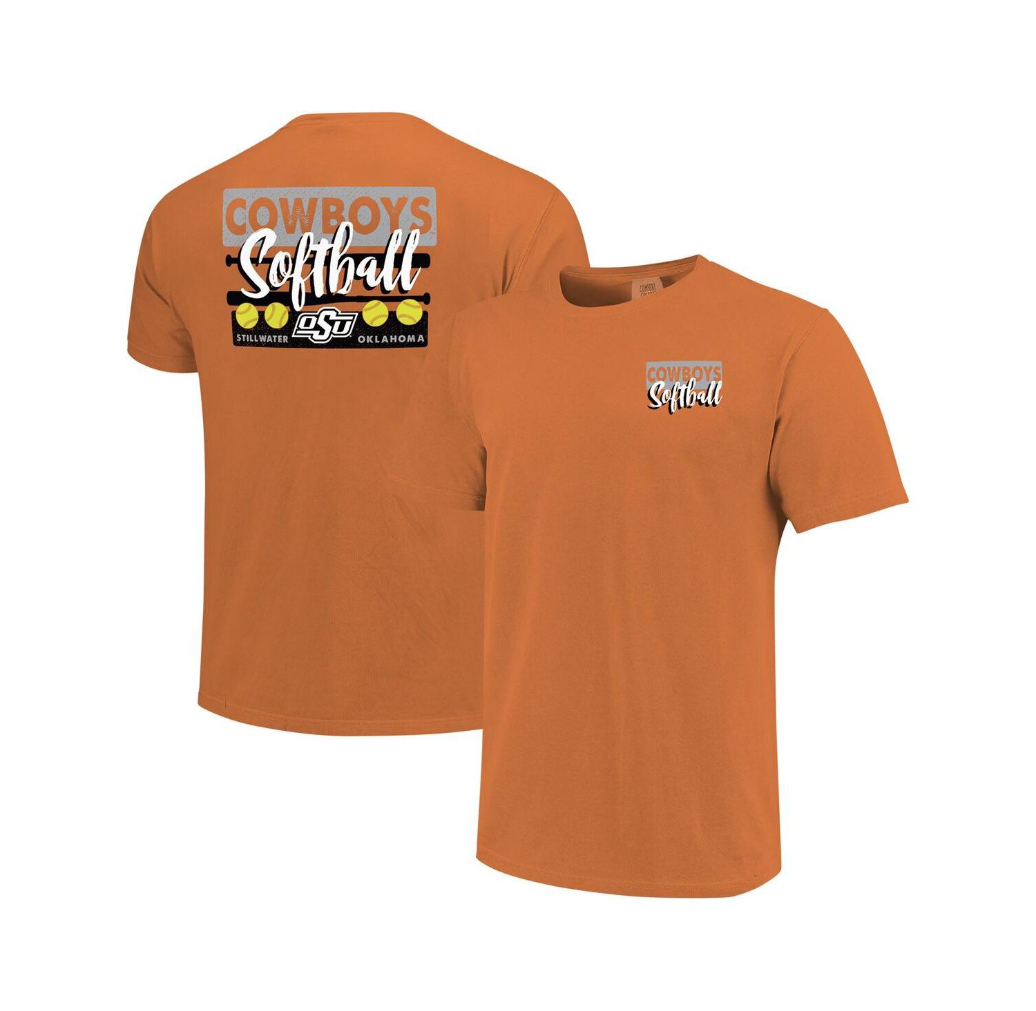 Men's and Women's Orange Oklahoma State Cowboys Gritty Softball Bats Comfort Colors T-Shirt