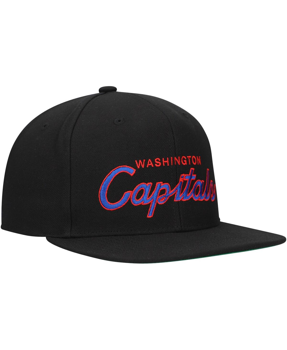 Mitchell & Ness Men's Black Washington Capitals Core Team Script 2.0 Snapback Hat