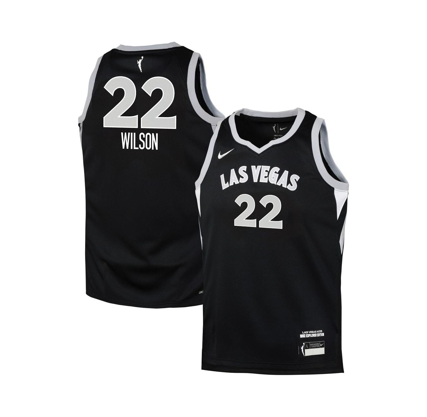 Big Boys and Girls A'ja Wilson Black Las Vegas Aces Explorer Edition Player Jersey