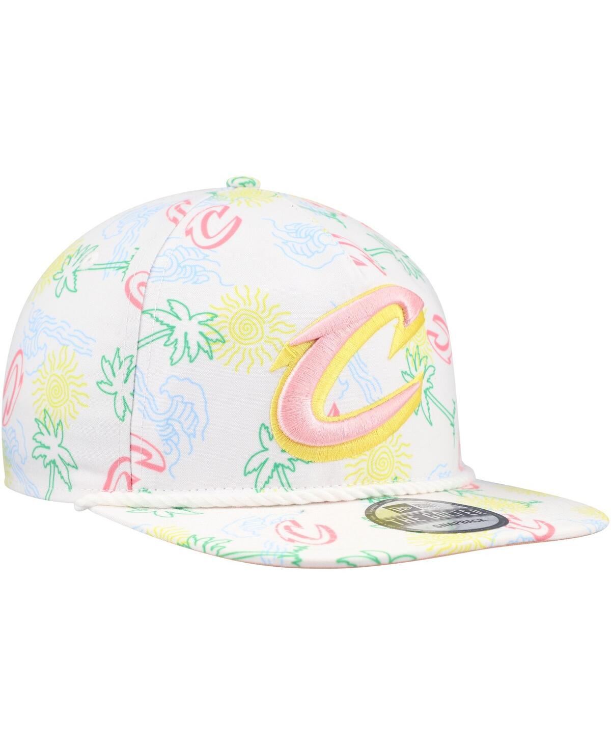 New Era Men's White Cleveland Cavaliers Palm Trees And Waves Golfer Adjustable Hat In White