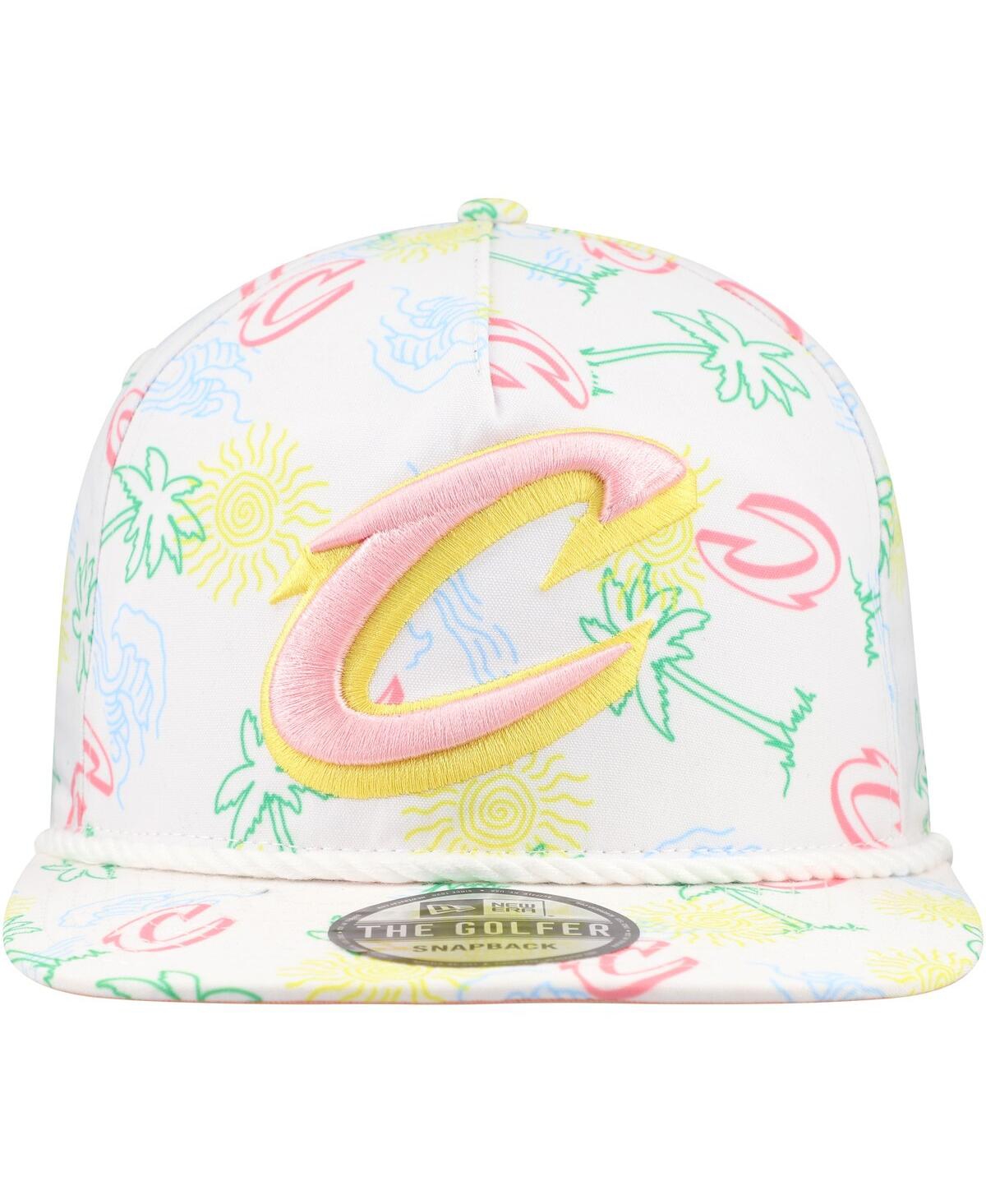 New Era Men's White Cleveland Cavaliers Palm Trees And Waves Golfer Adjustable Hat In White