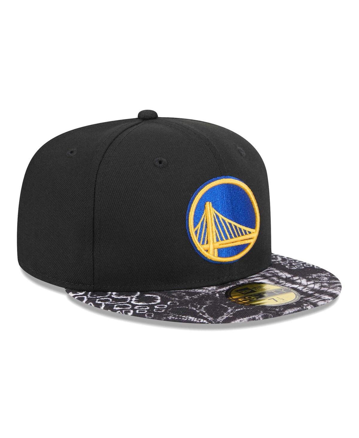 New Era Men's Black Golden State Warriors Coral Reef Visor 59fifty Fitted Hat In Black