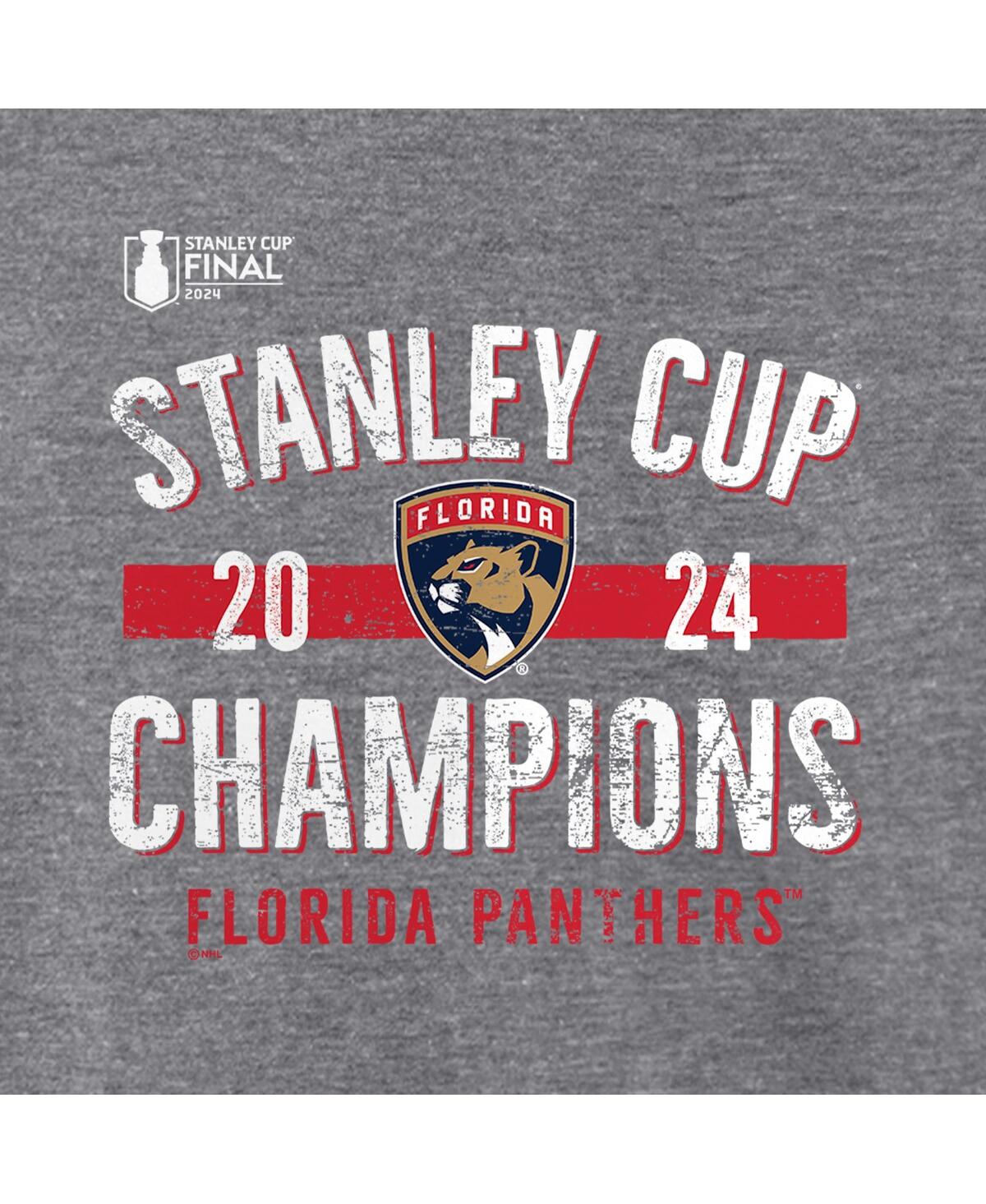 Fanatics Men'sFlorida Panthers 2024 Stanley Cup Champions Throwback Tri-Blend Raglan Long Sleeve T-Shirt - Heather Gray