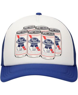 Men's White Pabst Blue Ribbon Cans Foam Trucker Adjustable Hat