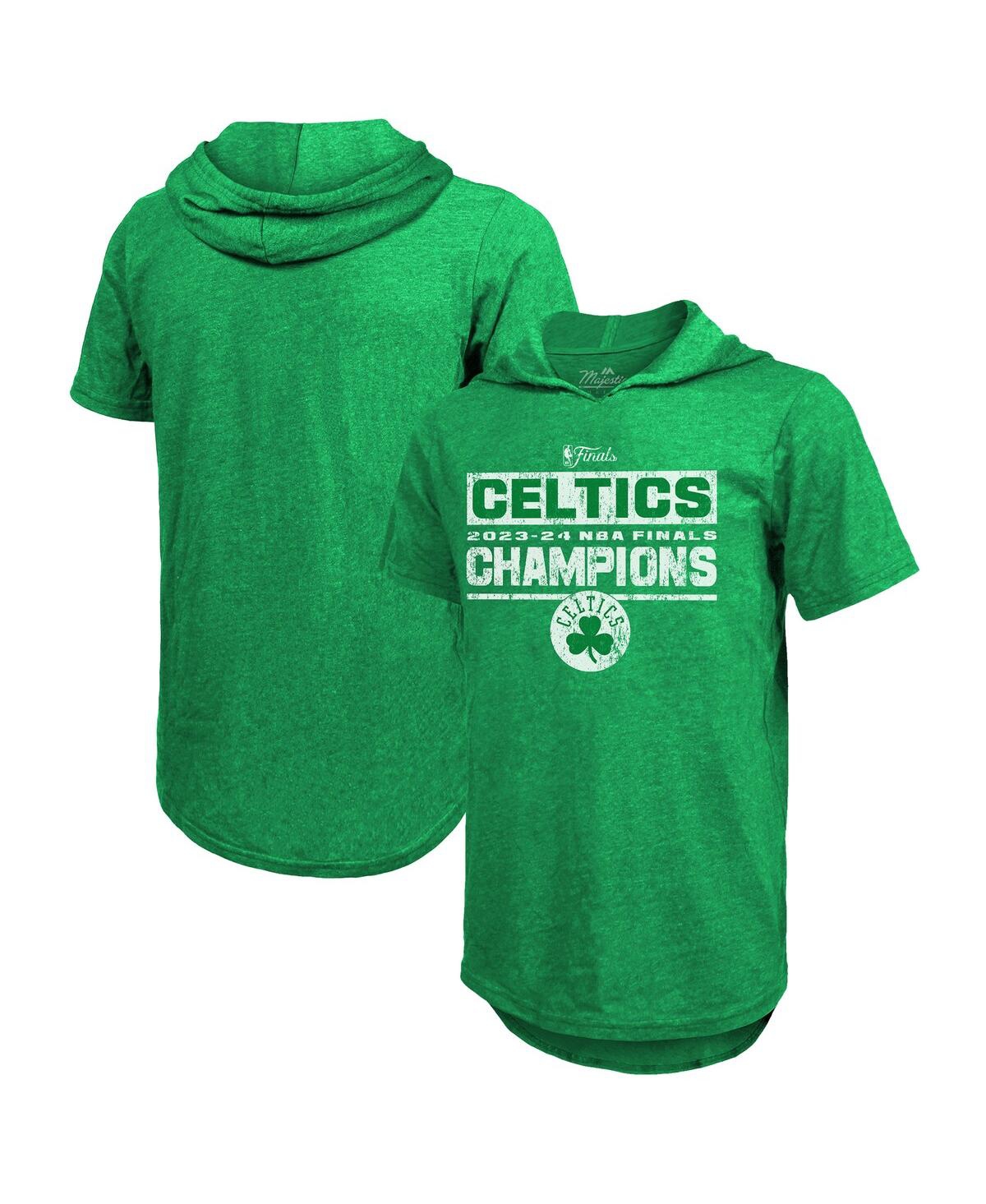 Threads Women's Kelly Green Boston Celtics 2024 Nba Finals Champions Tri-Blend Short Sleeve Pullover Hoodie Top - Kelly Green