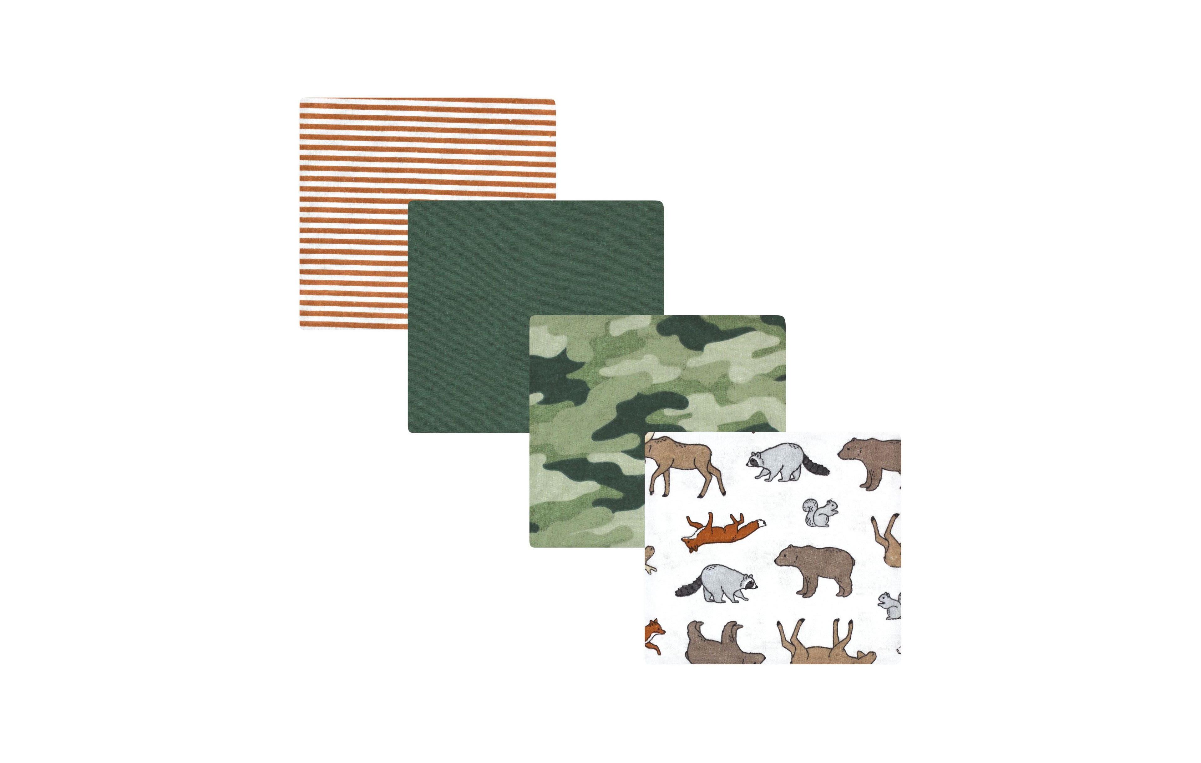 Hudson Baby Boys Soft 4 Piece Cotton-Poly Flannel Receiving Blankets