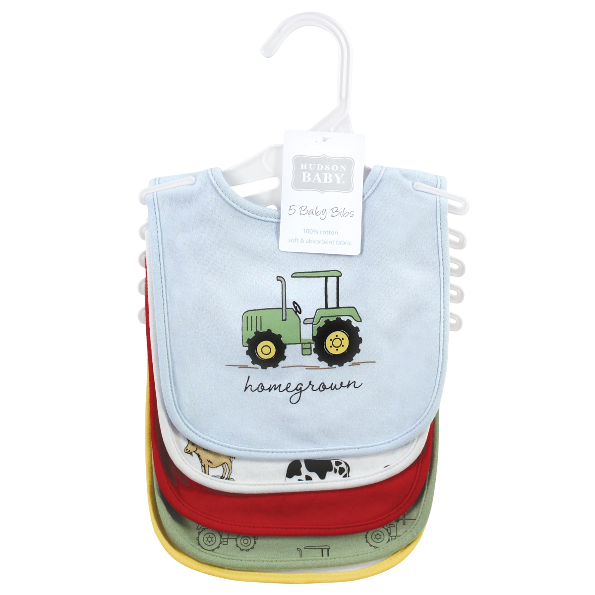Hudson Baby Infant Boys Cotton Bibs, One Size - Boy farm