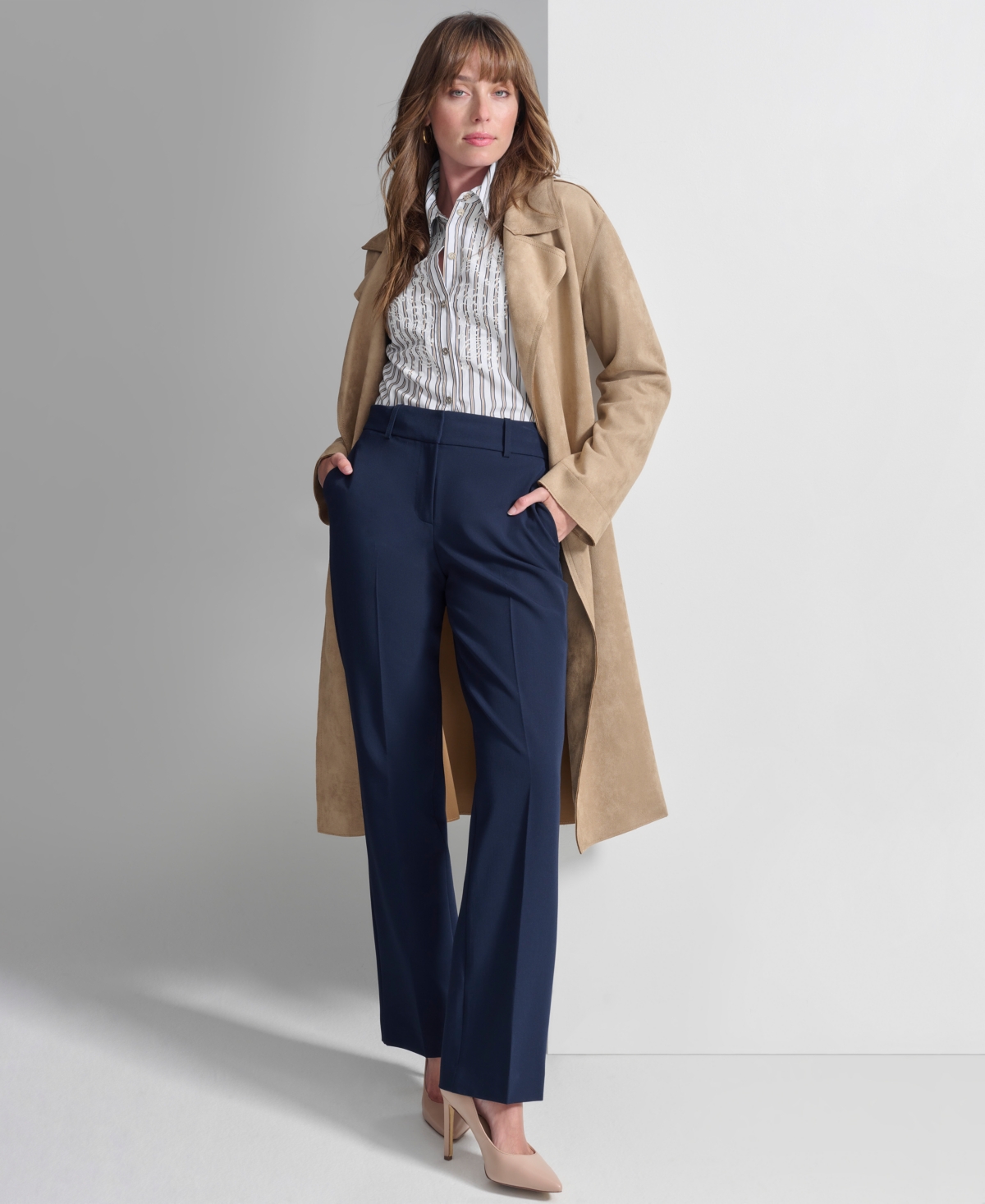 Tommy Hilfiger Women's Faux-Suede Trench Coat