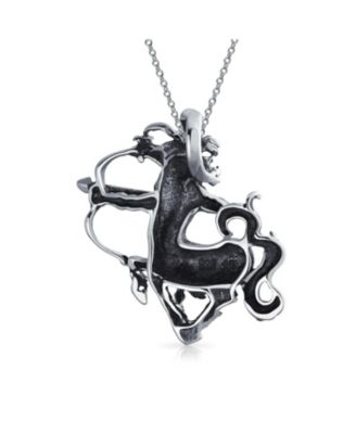 Sagittarius Archer Zodiac Sign Astrology Horoscope Pendant Necklace Sterling Silver Men