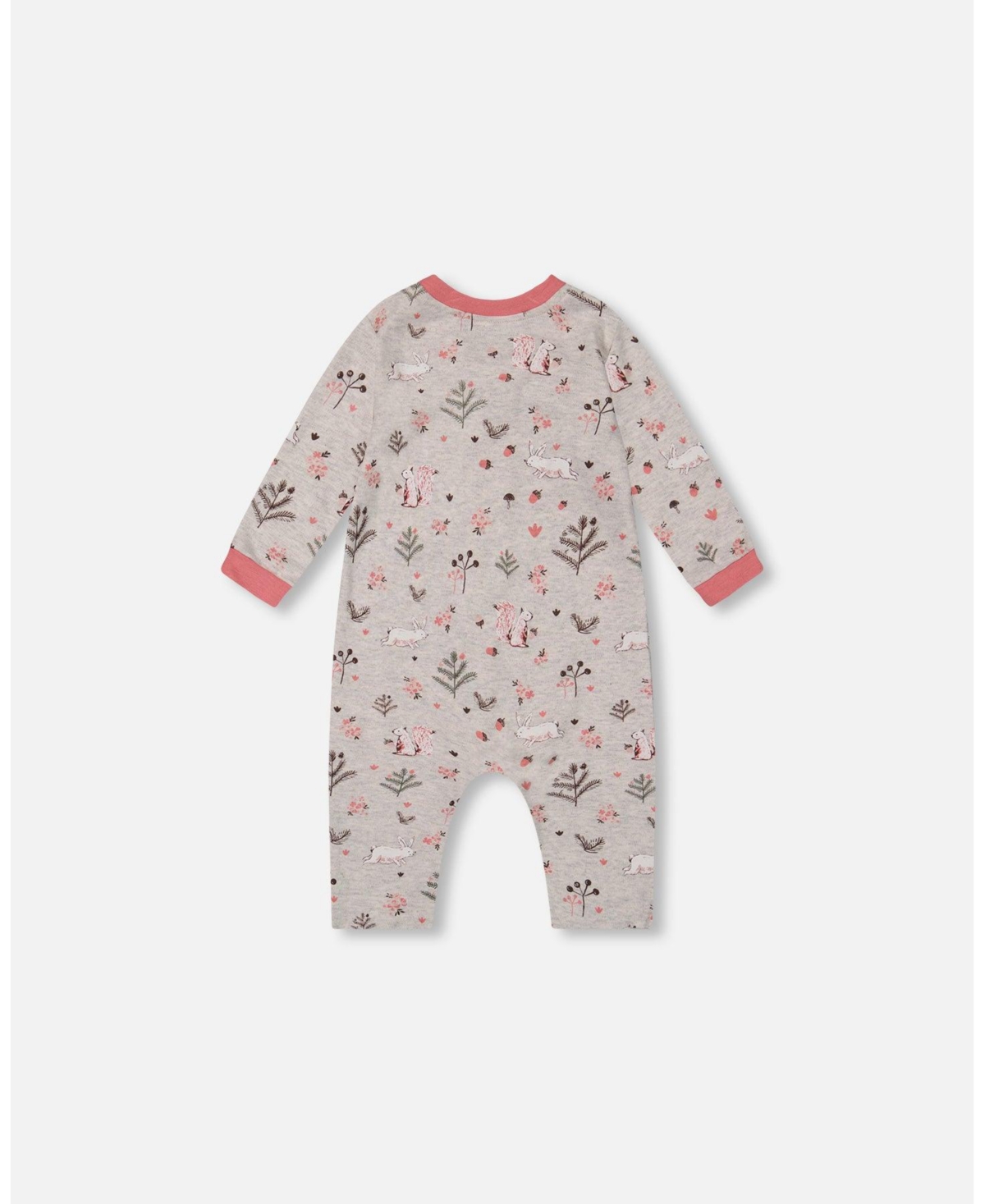 Deux par Deux Baby Girls Baby Organic Cotton One Piece Pajama- Beige mix printed squirrel