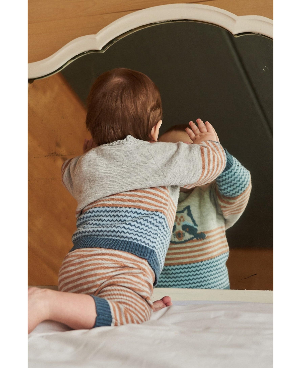 Deux par Deux Baby Boys Jacquard Top And Knit Pant Set Stripe Hazel And Blue - Stripe hazel and blue
