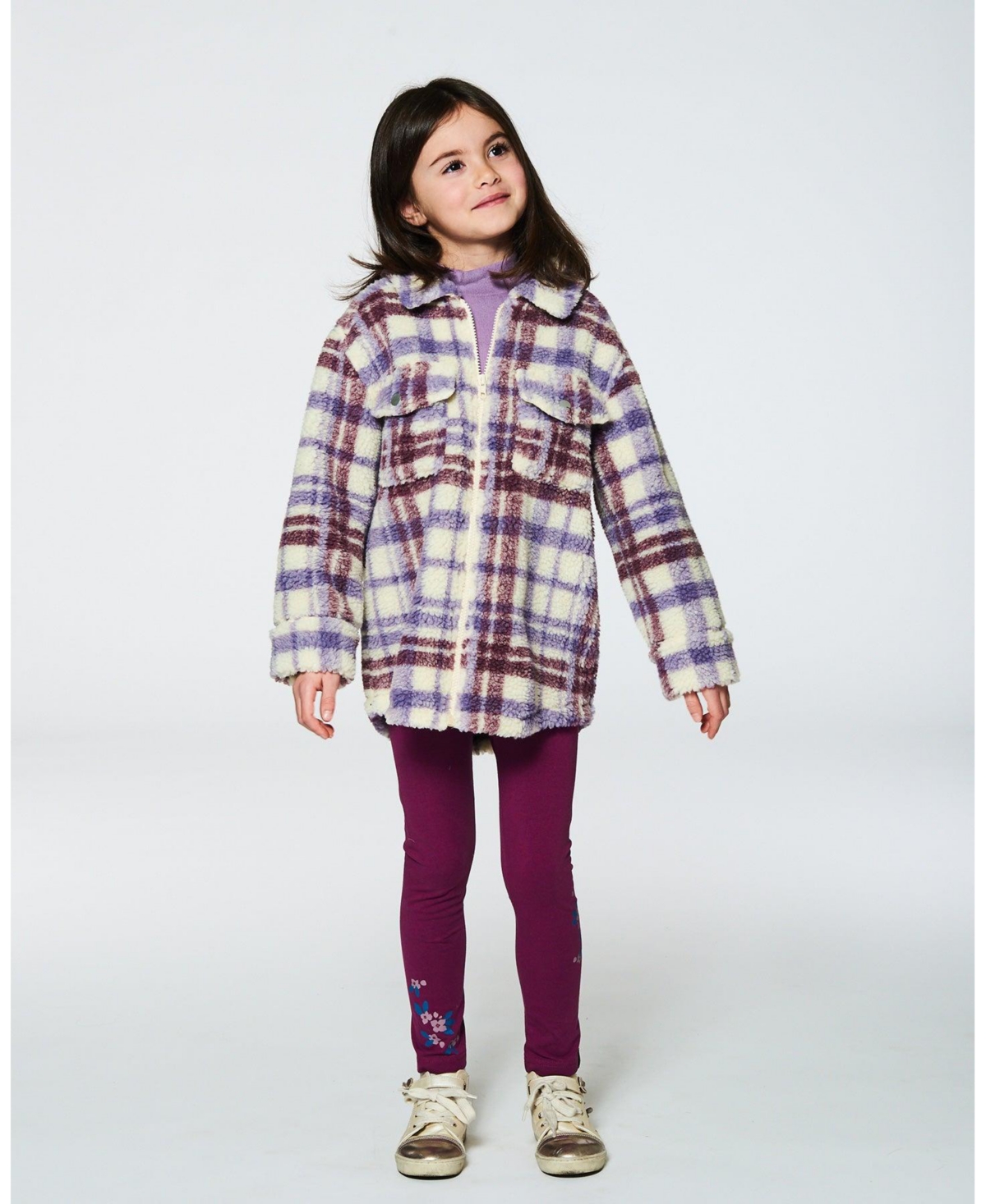 Deux par Deux Big Girls Stretch Leggings With Print- Burgundy