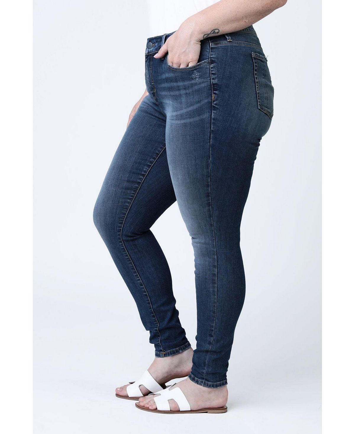 SLINK Jeans Plus Size Denim Mid Rise Skinny Jeans view 1 — MAYCSS fashion products