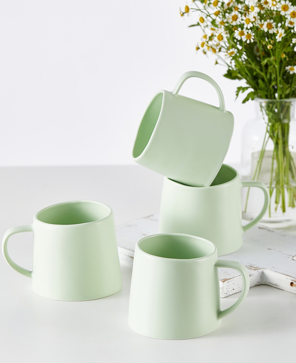 Stone Lain Delilah Porcelain Mugs, Set Of 6 In Lime Green