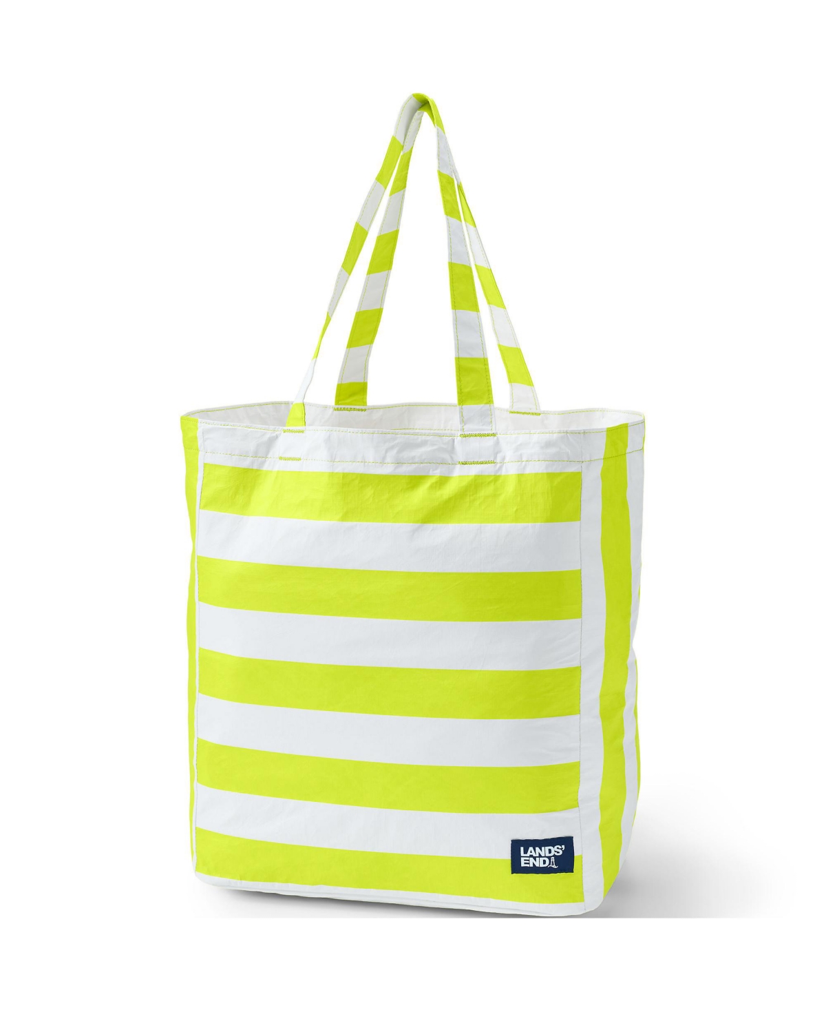 Packable Beach Tote - Navy/white wide stripe