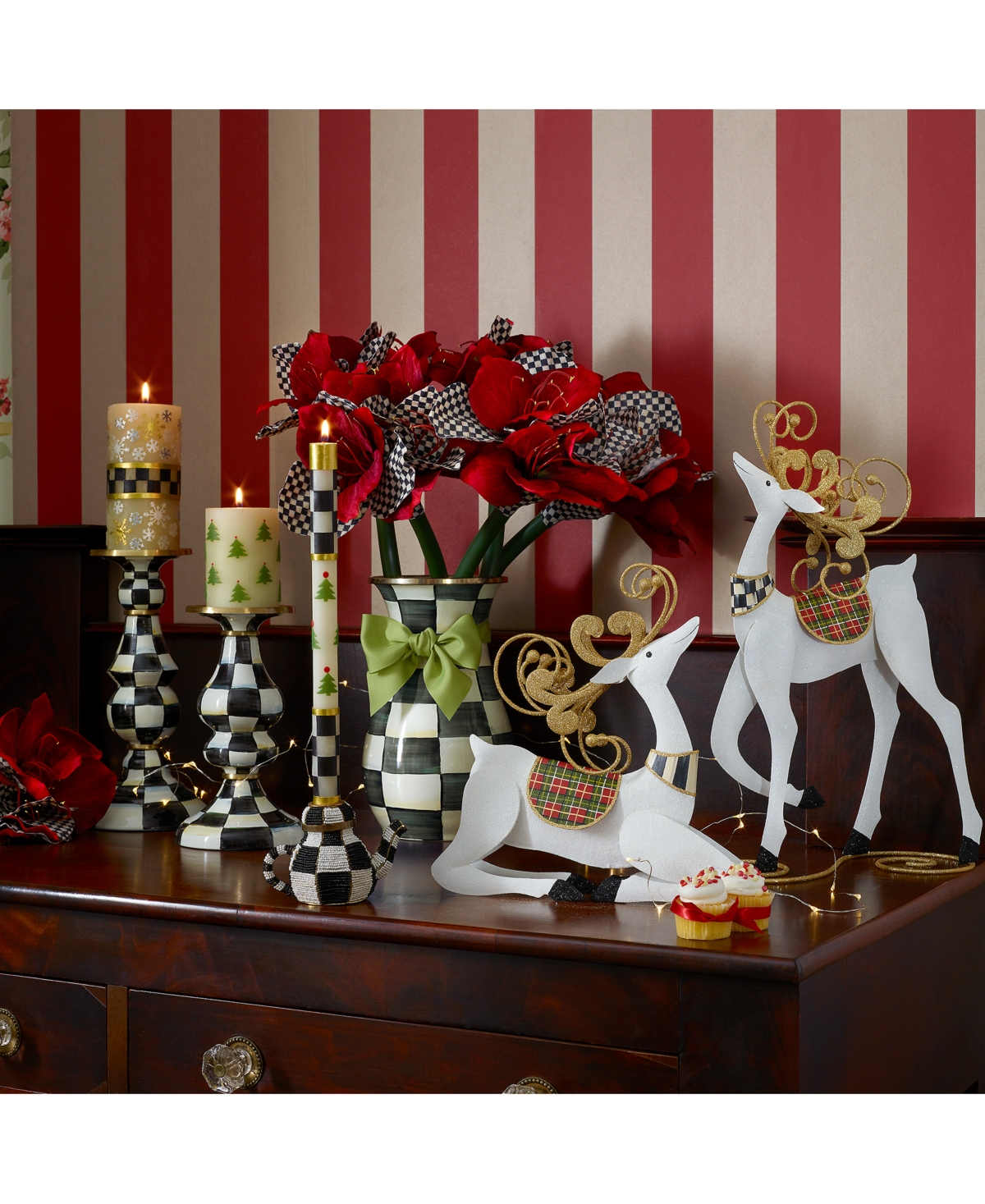 Mackenzie-childs Mackenzie Childs Courtly Check Medium Pillar Candleholder In No Color