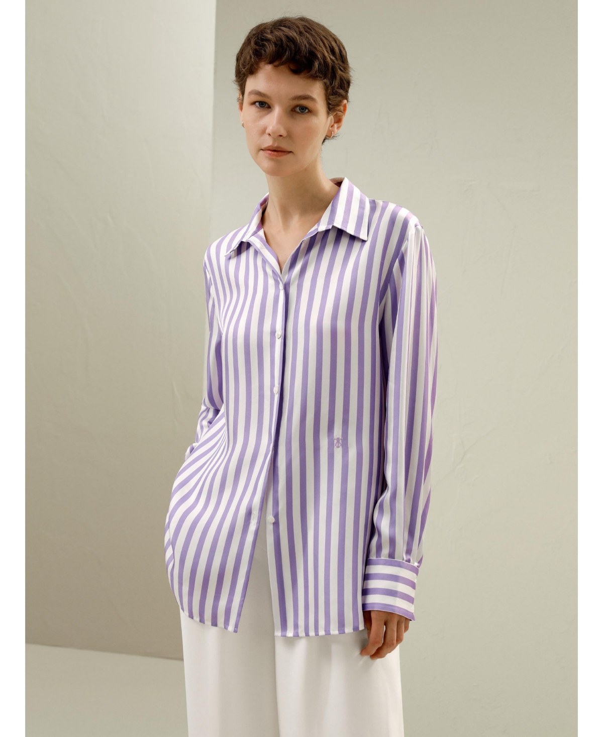 Classic Striped Silk Shirt for Women