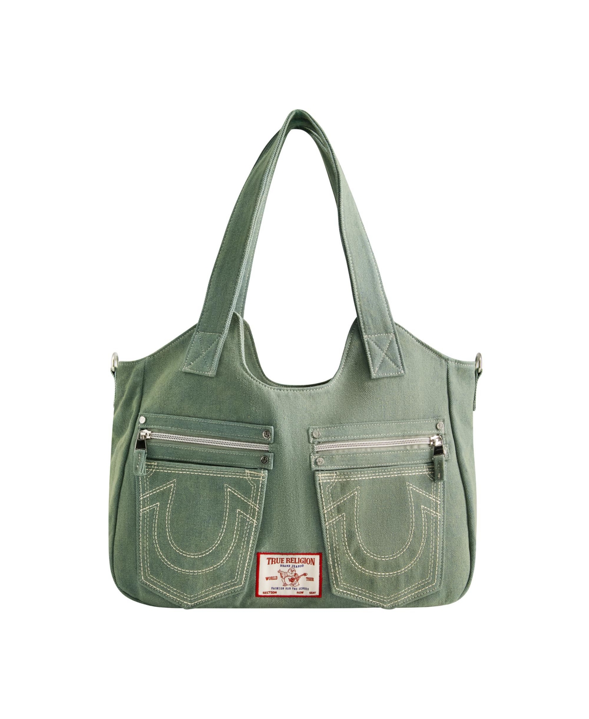 Horseshoe Stitch Satchel Bag - Green