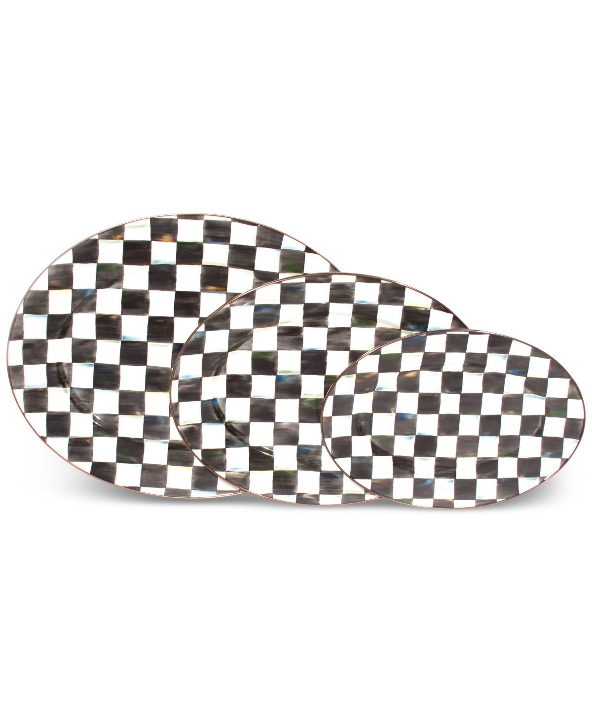 Mackenzie-childs Mackenzie Childs Courtly Check Medium Enameled Steel Oval Platter In No Color