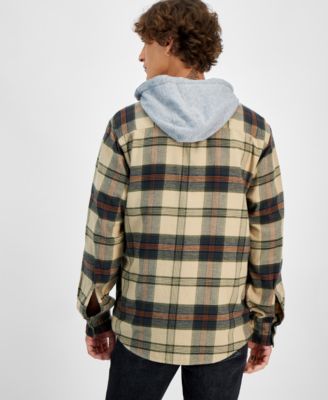 Men's Lars Hooded Plaid Shirt, Created for Macy's