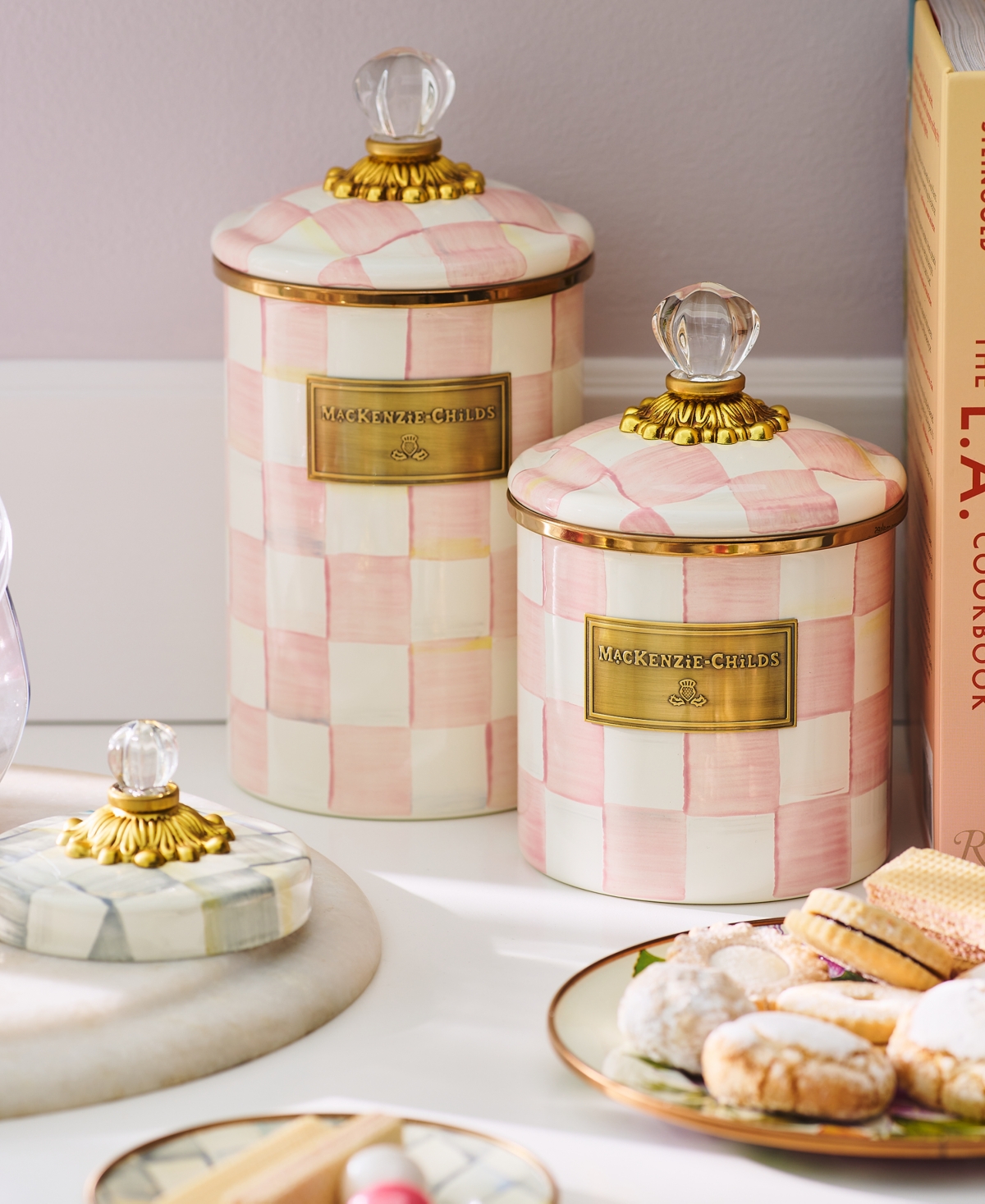 Mackenzie-childs Mackenzie Childs Rosy Check Enameled Steel Small Canister In No Color